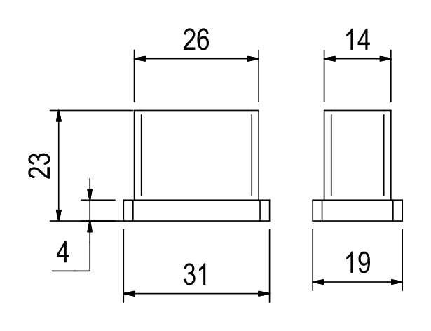 Plain end cap EB2001 – technical drawing with dimensions