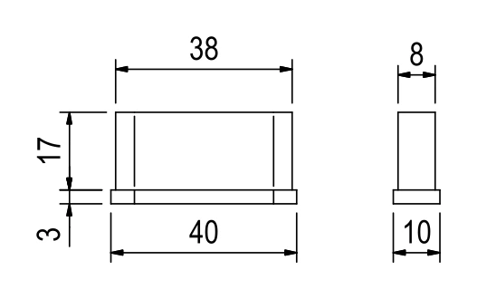 Small oval end cap EB2004 – technical drawing with dimensions