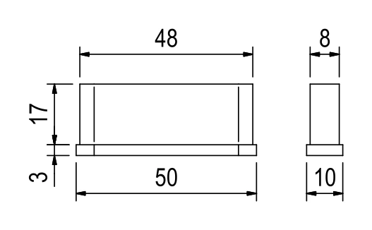 Large oval end cap EB2005 – technical drawing with dimensions