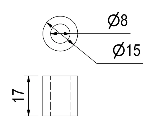 Round spacer EB2007 – technical drawing with dimensions