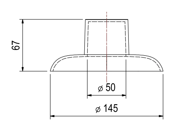 Top cap EU1001 – technical drawing with dimensions