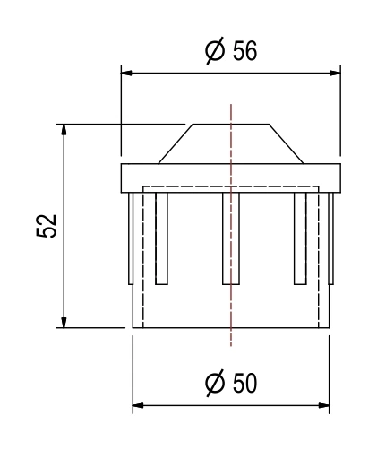 Pole end cap EU1004 – technical drawing with dimensions