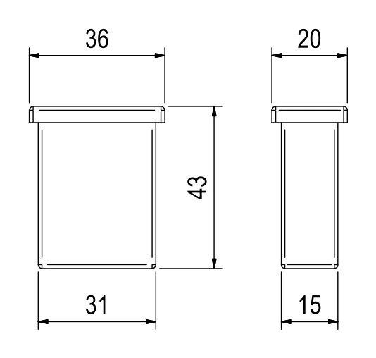 Rib end cap EU1005 – technical drawing with dimensions