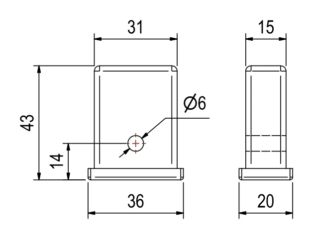 Joint end cap EU1006 – technical drawing with dimensions