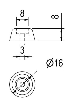 Canopy clip EU1009 – technical drawing with dimensions